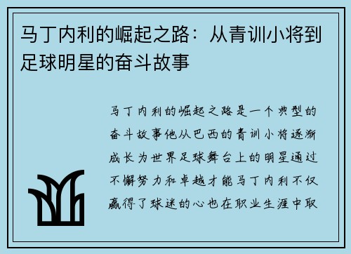 马丁内利的崛起之路：从青训小将到足球明星的奋斗故事